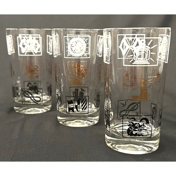 Vintage Mid-Century Nautical Yacht Themed Drinking Glasses Barware-Set of 4 - Picture 4 of 4